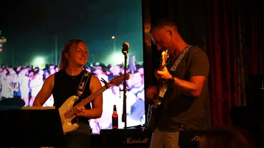 Electric guitars on stage